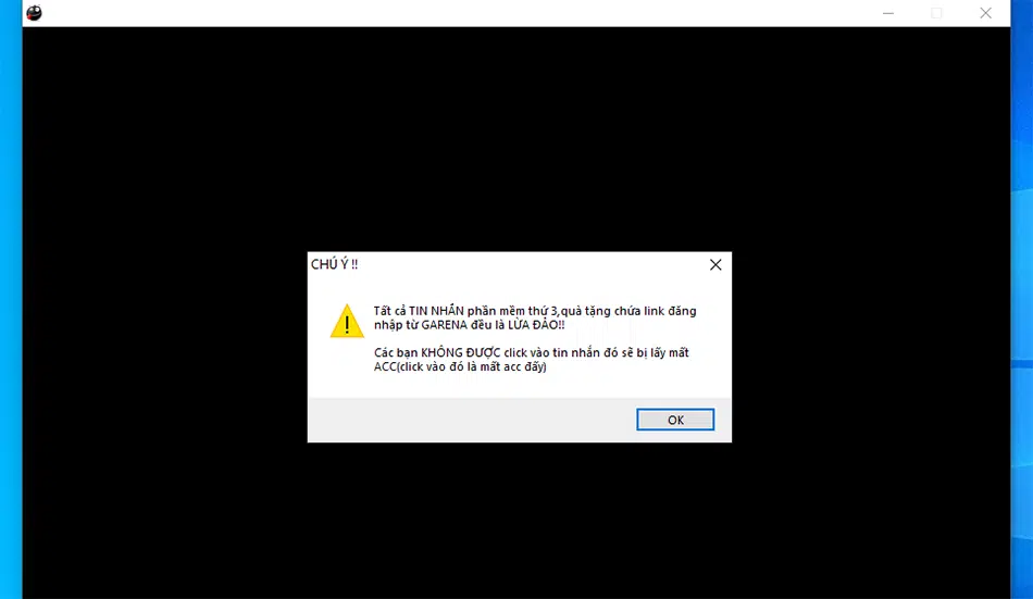 Khi thấy thông báo “Chú ý” như hình thì bấm “OK”. 