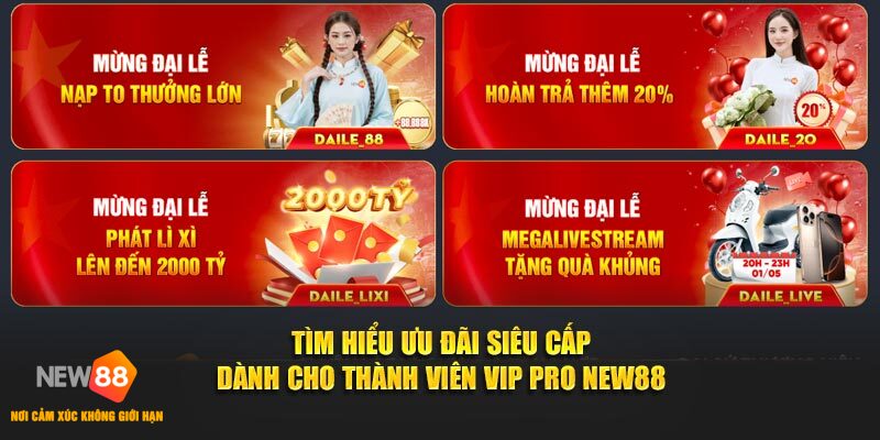 Tìm hiểu ưu đãi siêu cấp dành cho thành viên vip pro New88